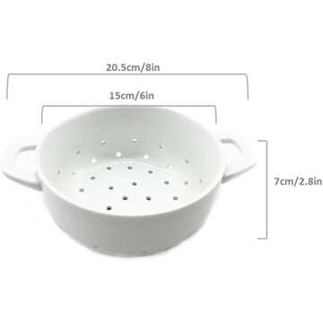 Fyuan Ceramic Colander Kitchen Strainer Bowl - 6 Inch