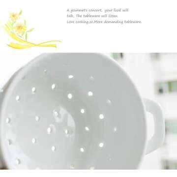 Fyuan Ceramic Colander Kitchen Strainer Bowl - 6 Inch