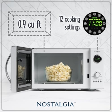 Nostalgia Retro Microwave Oven - Stylish 800-Watt Kitchen Essential