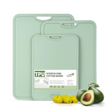 Flexible TPU Cutting Board Set of 3, Dishwasher Safe & Non-Toxic