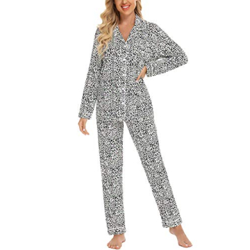 Anjue Women's Plus Size Leopard Pajamas Comfortable Sleepwear
