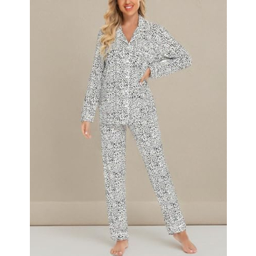 Anjue Women's Plus Size Leopard Pajamas Comfortable Sleepwear