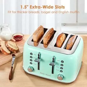 Roter Mond 4 Slice Retro Toaster with Extra Wide Slots