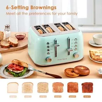 Roter Mond 4 Slice Retro Toaster with Extra Wide Slots
