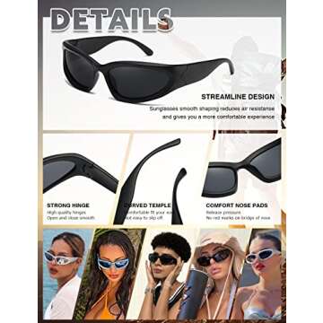 MASDUN Polarized Wrap Around Sunglasses trendy Vintage Sun Glasses for Men Women Drive futuristic Outdoor Sport Shades UV400 (black/white black)