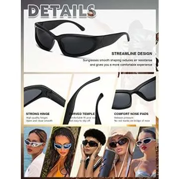 MASDUN Polarized Wrap Around Sunglasses trendy Vintage Sun Glasses for Men Women Drive futuristic Outdoor Sport Shades UV400 (black/white black)