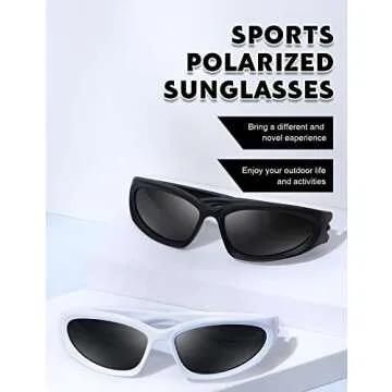 MASDUN Polarized Wrap Around Sunglasses trendy Vintage Sun Glasses for Men Women Drive futuristic Outdoor Sport Shades UV400 (black/white black)