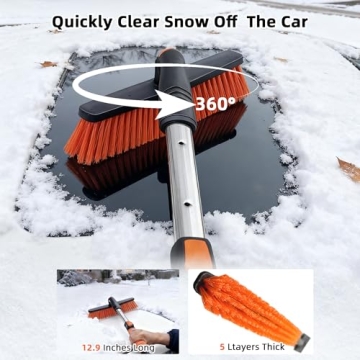 AMADAW 45" Extendable Snow Brush & Ice Scraper - Perfect for Winter!