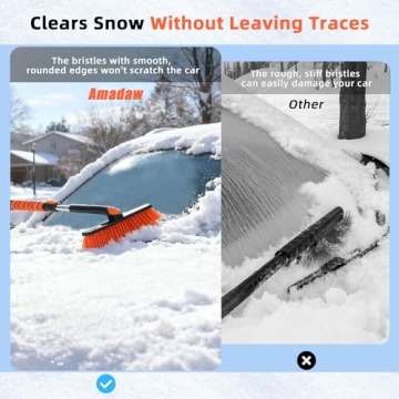 AMADAW Extendable Snow Brush with Ice Scraper for Winter Care