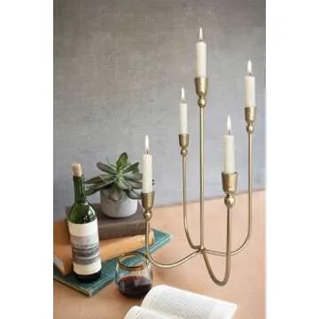 Iron Tabletop Candelabra - Decorative Metal Candelabra Candle Holder, 5 French Dinner Candles (Dinner 5 Candles)