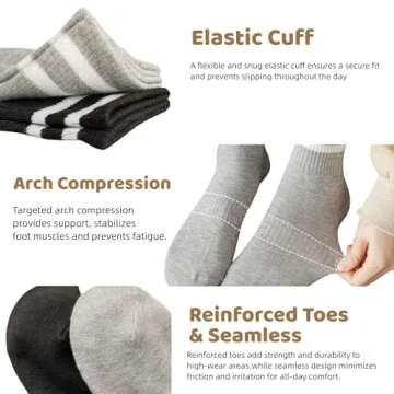 Cotton Fashion Striped Crew Socks-Seamless Toe, 4 Pairs of Cozy Soft Ankle Socks for Women, Stylish Women's Casual Comfort Athletic Socks, Size 6-9