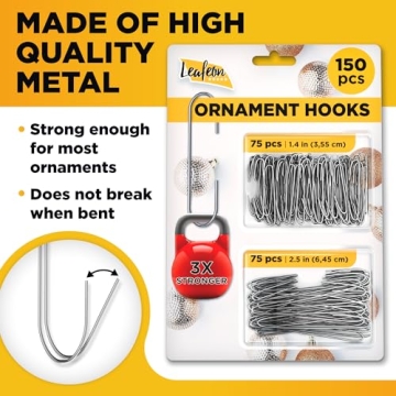 Leafeon 150 Silver Metal Christmas Ornament Hooks