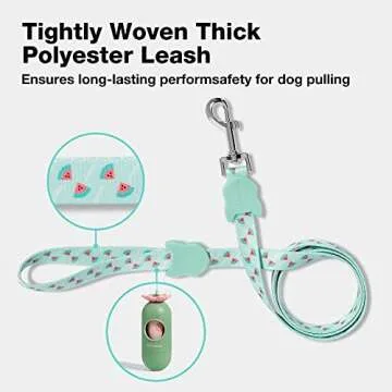 VETRESKA Dog Collar and Leash Set for Large Medium Small Dogs, Adjustable Waterproof Dog Collar Heavy Duty Metal Buckle for Dog Training Walking Running, Green S