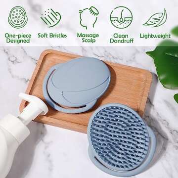 haakaa Silicone Shampoo Brush - Cradle Cap Brush Comb - Baby Hair Scrubber - Scalp Massager for Newborns & Toddlers - 1pk-Blue Sky