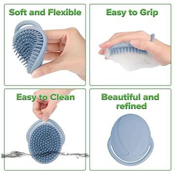 haakaa Silicone Shampoo Brush - Cradle Cap Brush Comb - Baby Hair Scrubber - Scalp Massager for Newborns & Toddlers - 1pk-Blue Sky