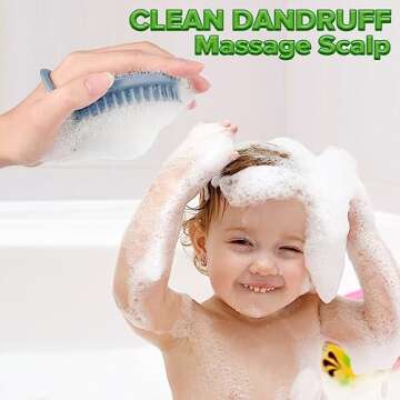 haakaa Silicone Shampoo Brush - Cradle Cap Brush Comb - Baby Hair Scrubber - Scalp Massager for Newborns & Toddlers - 1pk-Blue Sky