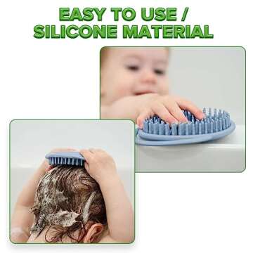 haakaa Silicone Shampoo Brush - Cradle Cap Brush Comb - Baby Hair Scrubber - Scalp Massager for Newborns & Toddlers - 1pk-Blue Sky
