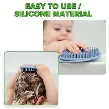 haakaa Silicone Shampoo Brush - Cradle Cap Brush Comb - Baby Hair Scrubber - Scalp Massager for Newborns & Toddlers - 1pk-Blue Sky