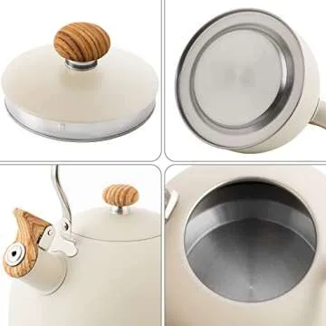 Stylish 2.6 Quart Whistling Tea Kettle for All Stovetops