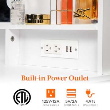 Lifewit Vanity with Mirror and Light,2 Power Outlets and 2 USB Ports, Adjustable Color/Brightness, White Makeup Desk with 4 Drawers and Stool for Bedroom, Bathroom, Makeup Room