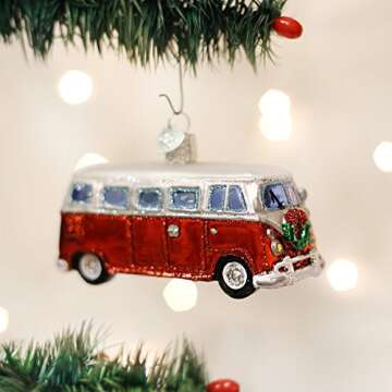 Old World Christmas Ornaments: Camper Van Glass Blown Ornaments for Christmas Tree