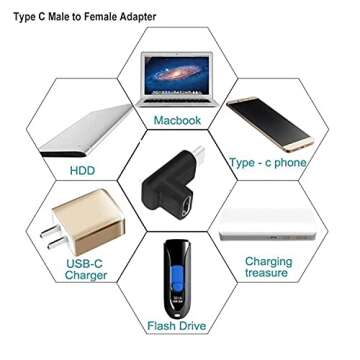 GodSpin USB C Angle Adapter [2 Pack] 90 Degree USB C Type C Upward & Downward Angled USB-C Male to F...
