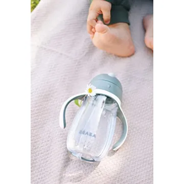 BEABA Kids Straw Sippy Cup with Removable Handles - 10 oz, Charcoal