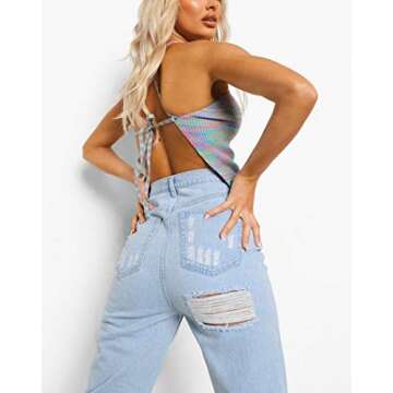 Awoscut Women's Casual Tie Dye Rib Knit Crop Tank Top