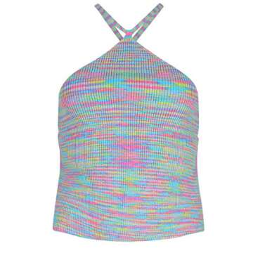 Awoscut Women's Casual Tie Dye Rib Knit Crop Tank Top