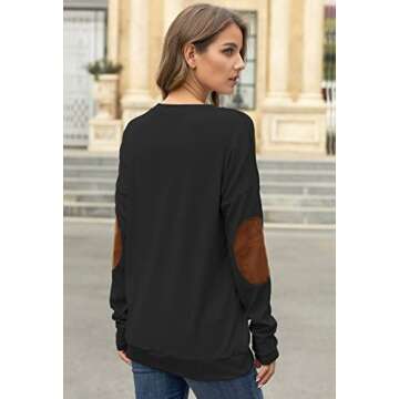 Pink Queen Women's Long SLeeve Mama Bear Printed Pachwork T-Shirts Sweatshirt Top Black S