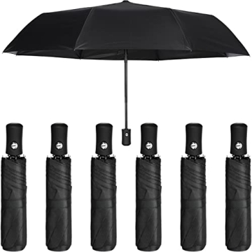 Jexine 6 Pcs Travel Umbrella Automatic Open Close Compact Umbrella Windproof Small Light Backpack Pu...