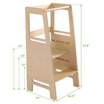 Height Adjustable Kids Kitchen Step Stool with Safety Rail