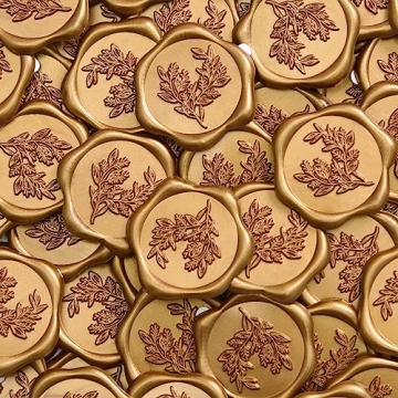 UNIQOOO Wax Seal Stickers - Eucalyptus Wedding Invitation Envelope Seal Stickers, 50 Pcs Self- Adhes...