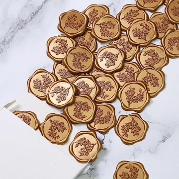 Elegant Antique Gold Wax Seal Stickers - Eucalyptus Design