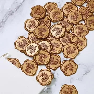 Elegant Antique Gold Wax Seal Stickers - Eucalyptus Design
