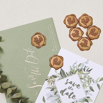 Elegant Antique Gold Wax Seal Stickers - Eucalyptus Design