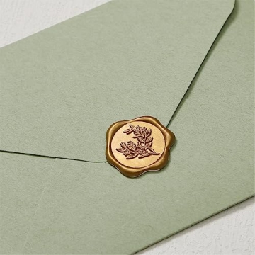 Elegant Antique Gold Wax Seal Stickers - Eucalyptus Design