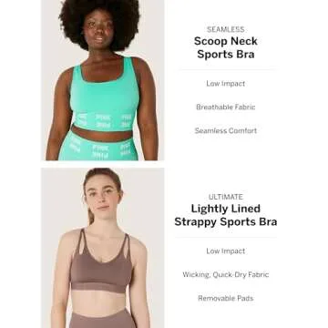 Victoria's Secret Pink Seamless Scoop Neck Sports Bra, Low Impact, Lightly Lined, Cropped, Teal (S)