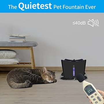 Kastty Cat Fountains, Dog Water Fountain, Automatic Water Dispenser for Cats, Whisper Quiet, 3L/101oz Cat Drinking Fountain with Intelligent Pump, LED Light, 3 Replacement Filters, 1 Silicone Mat