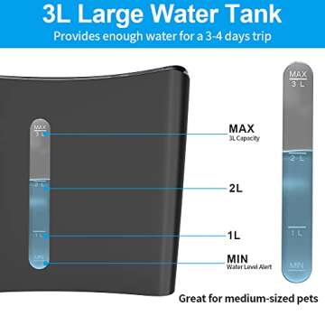 Kastty Cat Fountains, Dog Water Fountain, Automatic Water Dispenser for Cats, Whisper Quiet, 3L/101oz Cat Drinking Fountain with Intelligent Pump, LED Light, 3 Replacement Filters, 1 Silicone Mat