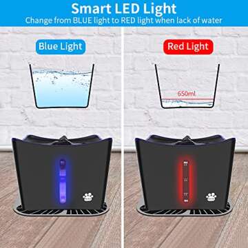 Kastty Cat Fountains, Dog Water Fountain, Automatic Water Dispenser for Cats, Whisper Quiet, 3L/101oz Cat Drinking Fountain with Intelligent Pump, LED Light, 3 Replacement Filters, 1 Silicone Mat