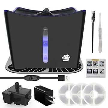 Kastty Cat Fountains, Dog Water Fountain, Automatic Water Dispenser for Cats, Whisper Quiet, 3L/101oz Cat Drinking Fountain with Intelligent Pump, LED Light, 3 Replacement Filters, 1 Silicone Mat