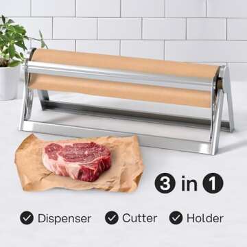 Kenley Butcher Paper Dispenser - Large Holder and Cutter for Wrapping Butcher Craft Freezer Paper Ro...