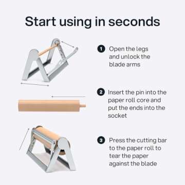 Kenley Butcher Paper Dispenser - Large Holder and Cutter for Wrapping Butcher Craft Freezer Paper Roll 24 Inch - Wall Mount or Tabletop - Carbon Steel Non-Slip Cutter with Serrated Blade - Easy to Use