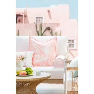 Hofdeco Premium Coastal Patio Indoor Outdoor Bolster Pillow Cover Only, 6"x20" Water Repellent for B...