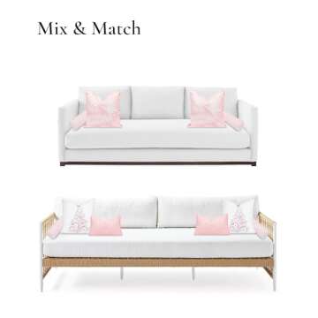 Hofdeco Premium Coastal Patio Indoor Outdoor Bolster Pillow Cover Only, 6"x20" Water Repellent for Backyard, Couch, Blush Pink Stripe