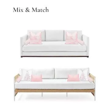 Hofdeco Premium Coastal Patio Indoor Outdoor Bolster Pillow Cover Only, 6"x20" Water Repellent for Backyard, Couch, Blush Pink Stripe