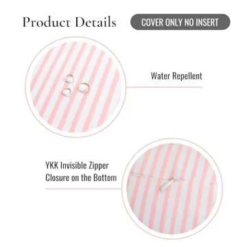 Hofdeco Premium Coastal Patio Indoor Outdoor Bolster Pillow Cover Only, 6"x20" Water Repellent for Backyard, Couch, Blush Pink Stripe