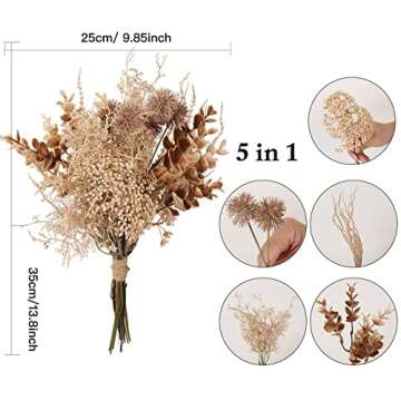 Fake Flowers Bouquet for Decorations Artificial Flowers Silk Flowers Artificial for Decoration Fall Flower Centerpieces for Coffee Table Decor (Beige)