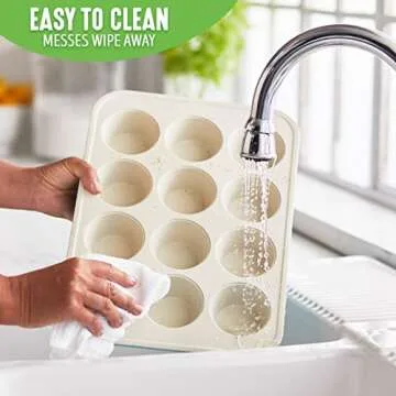 GreenLife 12-Cup Muffin Pan, Healthy Ceramic Nonstick Bakeware, PFOA & PFAS-Free Cupcake Tray, Durable Baking Pan, Versatile Kitchen Essential, Easy Clean Muffin Mold, Nonstick Baking Sheet, Turquoise